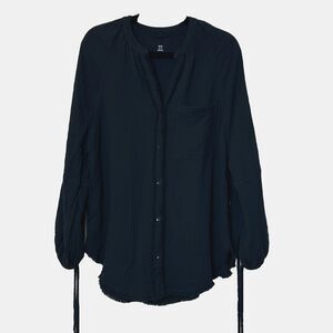 Aerie Black Daybreak Coverup Shirt Oversized Ballon Tie Long Sleeve Women's XS